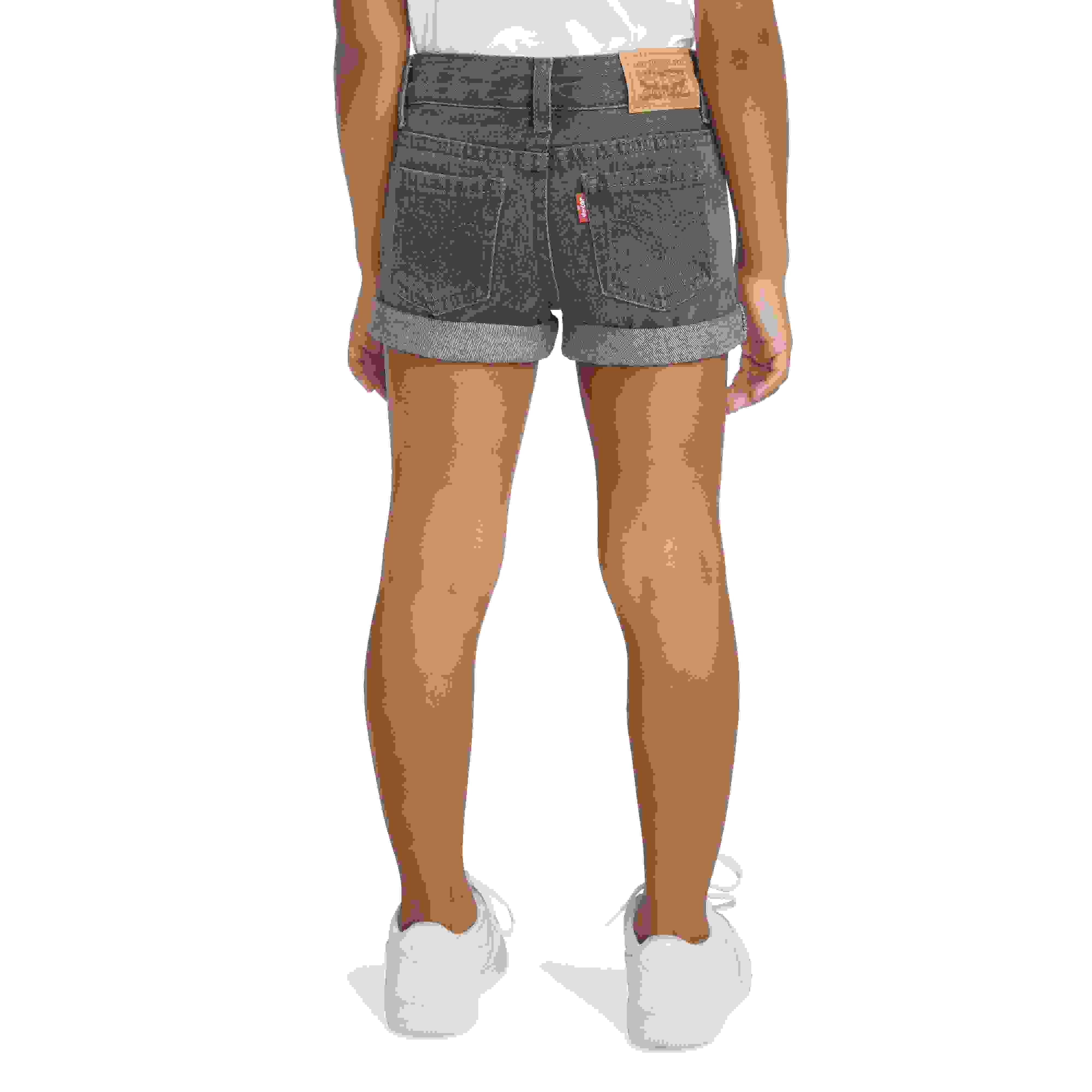 Levi's Girlfriend Fit Roll-Up Toddler Girls' Grey Wash Denim Shorty Shorts